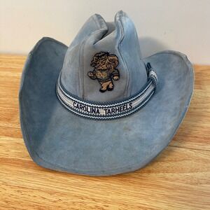 VTG 70s UNC Carolina Tarheels Cowboy Hat Light Blue Rameses Mascot Western